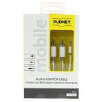 PUDNEY Stereo Audio 3.5mm to RCA Cable - 2m - White PVC