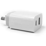 PUDNEY P1296 DUAL USB A/C WALL CHARGEROutput: 5VDC 3.4A 17W (USB A  5V2.4A,USB C  5V3A Max.) WHITE AU/NZ SAA Approved