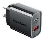RockRose Infinito G20 -- 20W PD & QC 3.0  , USB-C & USB-A Dual Port 20W USB-C AC Wall Charger