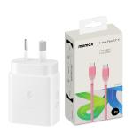 Samsung 25W USB-C PD Fast Charging GaN Wall Charger - White With Momax 1-Link Flow 60W 1.2M USB-C To USB-C PD Fast Charging Cable Pink - Support Samsung Super Fast Charge & iPhone PD Fast Charging