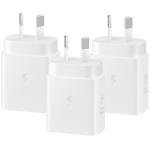 Samsung 25W USB-C PD Fast Charging GaN Wall Charger (3 Pack) - White, Super Fast Charge Galaxy S25/S24, Fold6, Flip6, S23, S22, Galaxy A Series, Support iPhone PD Fast Charging
