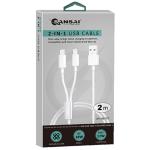 Sansai IPH-0932C 2-In-1 USB A to C & Lightning Cable, 2.0M