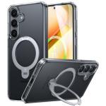 Torras Galaxy S25 5G Ostand Spin Case - Clear All in One: Magnetic / Stand / Ring Holder - 360 Spin
