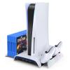 Kiwihome Cooling Station and Dual Controller Charger for Sony PlayStation 5 - White with RGB Lighting - Efficient Cooling System with Intelligent Speed Adjustment - Retractable Game Storage and Dual Controller Charging - Enhanced Support Kiwihome Cooling Station and Dual Controller Charger for Sony PlayStation 5 - White with RGB Lighting - Efficient Cooling System with Intelligent Speed Adjustment - Retractable Game Storage and Dual Controller Charging - Enhanced Support