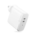 Alogic WCG2X68-ANZ 2X68 Rapid Power 2 Port 68W GaN USB-C Charger USB-C(50W) + USB-C (Max 18W) - Includes 2m USB-C Charging Cable