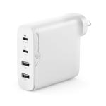 Alogic 4X100 Rapid Power 4 Port 100W GaN USB-A + USB-C Wall Charger - White USB-C (Max 100W) + USB-C (Max 18W) + 2x USB-A (Max 17W) - Includes 2m 100W USB-C Charging Cable