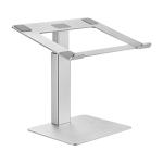 KONIC Height Adjustable Aluminum Laptop Riser Stand - Silver - Height Range 225-380mm - 16 Adjustable Levels Anchored Lock with increased stability