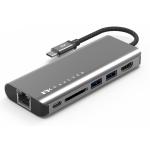 Feeltek Portable 6 in 1 USB-C Power Delivery Hub, 1x 4K HDMI, 2x USB 3.1, 1x Ethernet, 1x USB-C Power Delivery, 1x SD Card Reader