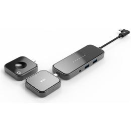 Feeltek Jet Glass 8 in 1 USB-C Modularized Hub, 100W PD, Plug & Play Wireless Charging Block, 1x 4K HDMI, 2x USB3.1, 1x SD Micro SD Card Reader