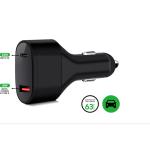 KFD Universal Dual Port Car Charger Input 12-24V 63W - 45W USB-C PD for Laptop, & 18W QC3.0 USB for Smart Phone & Tablet