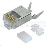 L-com TDS8PC6-50PK HCat6 Shielded RJ45 Plug with Strain Relief - 50PK