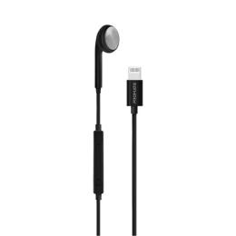 Promate BEAT-LT Wired Earbuds - Black Apple MFI Certified - Lightning - Call Button - Inline Microphone - Remote for Playback and Volume Control - Comfortable Silicone Ear Hooks and Noise Cancellation.