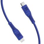 Promate POWERLINECI120BL 1.2m MFI Certified USB-C  to Lightning Data & Charge Cable.DataTransfer Rate 480Mbps. Total Current 2.2A. Durable Soft Silicon Cable. Tangle Resistant 25000 Bend Lifespan. Blue