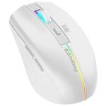 Promate KITT.WHT Ergonomic Wireless Optical Mouse with LED Rainbow Lights & 500mAh Rechargable Battery - 10mRange - Plug & Play - Supports 800/1200/1600 DPI High Precision - Amidextrous Design - White Colour
