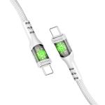 Promate TRANSLINE-CC.WHT 60W PD - 480Mbps USB-C Cable - 1.2m - White Transparent Connectors - LEDs - 25000+ Bend Lifespan - Gold Plated Connectors - Nylon Braided - Data & Charge