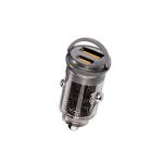 Promate TRANSDRIVE-65W  65W Quick Charging In-Car Adapter for Tablets & Smartphones. 65W PD USB-C Port for PC & Tablets, Quick Charge (QC) USB-A Port, Transparent Design, Super-Mini Small Adapter.