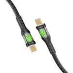Promate 2m USB-C to USB-C Cable with Transparent Connectors & LED  s Supports 60W PD. 25000+ BendLifespan. Supports Data & Charge. Gold Plated Connectors. Durable Nylon Braided Cable. Black Colour.