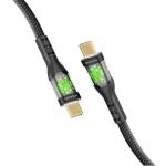 Promate TRANSLINE-CC200B 60W PD - 480Mbps USB-C Cable - 2m - Black Transparent Connectors - LEDs - 25000+ Bend Lifespan - Gold Plated Connectors - Nylon Braided - Data & Charge
