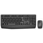 Promate Ergonomic Wireless Multimedia Keyboard & Mouse Combo - Black Ergonomic Ambidextrous Mouse - 1200dpi - Angled Kickstand - Wireless 10m Range - Smart Nano Reciever - Built-in Palm Rest