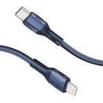 Promate FLETCHLINK-CI.BL Tough Built - 27W PD - 480Mbps USB-C to Lightning Cable - 1.2m - Blue Super Slim Connectors - Tangle Free Soft Silicone - Data & Charge