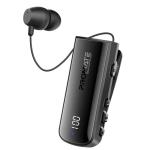 Promate MonoFlix-BT Mono Bluetooth Earphone with Dynamic HD Sound & Builtin Mic Retractable - Black Vibrating Alerts - IPX7 Waterproof - 22hrs Playtime - Volume Control - Noise Reduction - Crystal Clear Calls