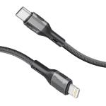 Promate FLETCHLINK-CI.BK Tough Built - 27W PD - 480Mbps USB-C to Lightning Cable - 1.2m - Black Super Slim Connectors - Tangle Free Soft Silicone - Data & Charge
