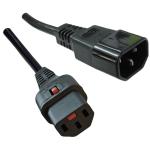 IEC-Lock CM1CK100 10A C14 IEC plug to 10A C13 IEC-Lock socket on 1m 1mm2 Black lead