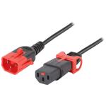 IEC-Lock CM1KK150 10A C14 IEC-Lock plug to 10A C13 IEC-Lock socket on 1.5m 1mm2 Black lead