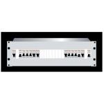 RackPower DBG324E Distribution Board: 3U 24pole Grey with fitted Din rail & earth studs. 19" mounting hardware, cable protection grommets and pole fillers.