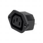 Dynamix PA-PMIEC13  IEC Female C13 Panel Mount  Screw on Inlet Connector. Rated to 15A 250V AC. Black Colour