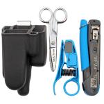 Ideal Industries IDL33-507 Push Through RJ45 Installation Kit for Cat5e, Cat6 and Cat6AModularPlugs.Includes Crimp Tool, Stripper and Pouch with Clip.