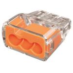 Ideal Industries IDL30-1133J  32A 3 Port Push-in Wire Connector 100pc Jar. 0.75mm2 - 4.0mm2 Solid,1.5mm2 - 2.5mm2 Stranded (7 strands), Copper Conductors or Tin Bonded Flexible Wire.