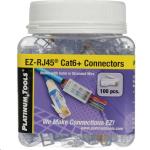 PlatinumTools 202010J Cat6 EZ-RJ45 Plug.   100pc jar. Easy install RJ45 plug for Cat6  solid orstrandedcable. One piece design.