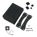 Raspberry Pi Case Black Aluminium Case with Mount, Heatsinks and Cooling Fan for Raspberry Pi 4