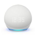 Amazon Echo Dot 5th Gen  with Clock -  Smart Speaker with Alexa - Glacier White