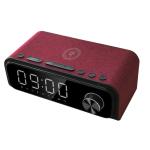 Laser SPK-FQC19-RD Fabric Qi Wireless Charging Alarm Clock with Bluetooth Speaker - Red