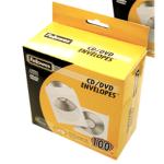 Fellowes 90691 100 Pack CDs/DVD Paper Sleeves Envelopes w/ window White Durable material shields discs from scratches and moisture. Includes label strip for easy identification.