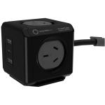 ALLOCACOC PowerCube 4 Outlet Extended USB Surge Protector with 2x USB-A & 1x USB-C - 1.5m - Black PD 20W Faster Charging - AU