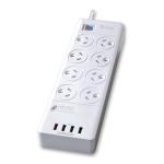 Sansai PAD-4088 8 Way Surge Powerboard with 4 x USB Charging Ports