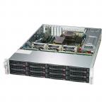 Supermicro 620P-ACR12L Barebone, 2U, 2x LGA4189, 16 DIMM, 12x 3.5" Hot-Swap / 4x Hybrid NVMe, Broadcom 3816 SAS HBA, 2x 10G RJ-45, 1x M.2 2280/22110, 2x 1200W Redundant Power Supplies