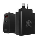 STM 65W GaN Dual Port USB-C & USB-A Power Adapter - Black Will Charge Phones / Tablets & Most Laptops