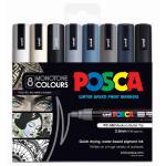 Uni PC5MMC8C Uni Posca Marker 1.8-2.5mm Med Bullet 8 Pack Monotone Colours PC-5M