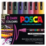 Uni PC5MDC8C Uni Posca Marker 1.8-2.5mm Med Bullet 8 Pack Dark Colours PC-5M