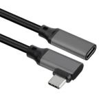 UXG 10Gbps - 100W USB-C Male to USB-C Female Extension Cable - 20cm USB 3.1 Gen2 - Right-Angled Extender - Reversible Design - Charging