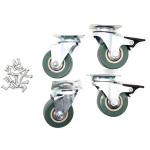 OEM Tablet / Laptop Trolley Wheel Pack Set of 4Pcs Pack For Chenbro 14 Bays Charging Trolley, Includes 2Pcs with Brake and Screws