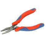 Goldtool Precision Plier 120mm Polished CRV Flat Nose Mirror  - 28mm Nose - Smooth Jaws with Cutter - Double Leaf Springs Rubber Easy Grip Handles for Greater Comfort - Red/Blue Colour Handles