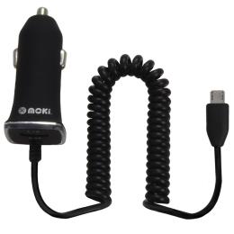 Moki SynCharge Car Charger - Fixed Micro USB Cable - Up to 2m - Black