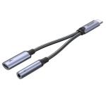 Unitek M205A 2-in-1 USB-C to 3.5mm Audio Jack & USB-C Charging Connector. Supports up to 60W FastCharging. Supports High-res Audio: DAC: 48KHz /16bit. Spilt your USB-C Port into 3.5mm Audio Jack & Charger.