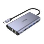 Unitek D1019B 8-in-1 Multi-Port Hub with USB-C Connector. Supports PD100W & Includes 2x USB-A Ports, 1xHDMI Port (4K 30Hz), 1x VGA Port, 1x RJ45 Gig Ethernet Port, SD Card Slot. Space Grey.