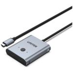 Unitek D1078A USB-C Bi-Directional Switch - Space Grey Supports up to 4K 144Hz - Supports up to 10Gbps Data Transfer &PD100W - Aluminium Housing with LED Indicator - Plug & Play